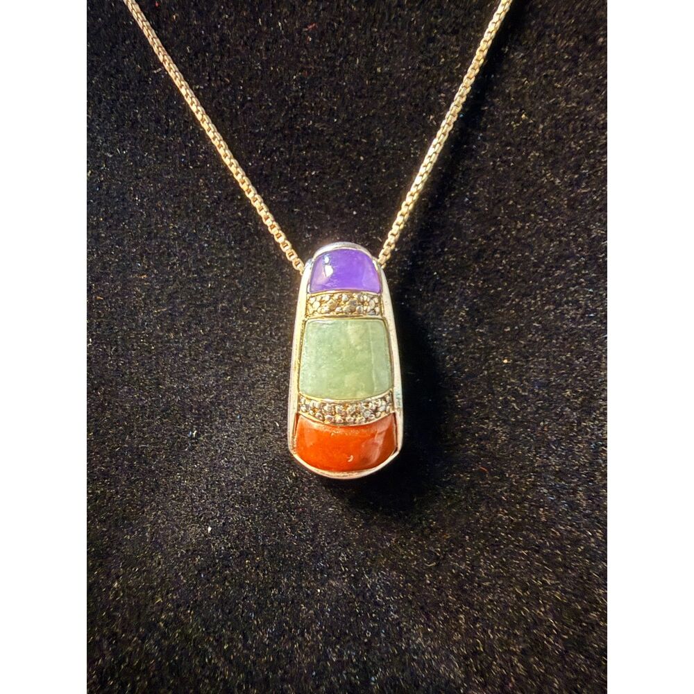 Vintage Ross Simons Multi Stone Panel Pendant